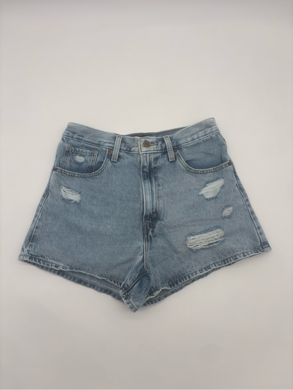 Levi’s High Waisted Mom Shorts Size 30 Distressed Light Wash Denim